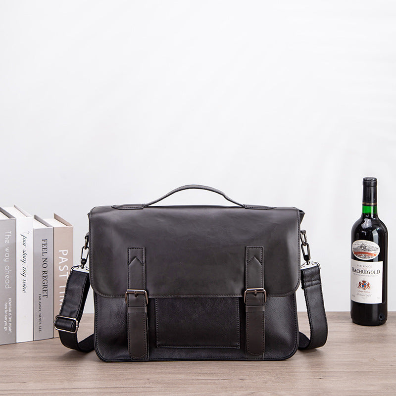 Vintage Faux Leather Messenger Bag